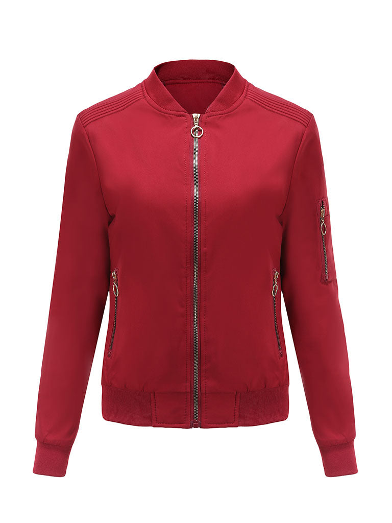 Jacket Street Daily Fall Winter Casual Solid Color Stand Collar Jacket