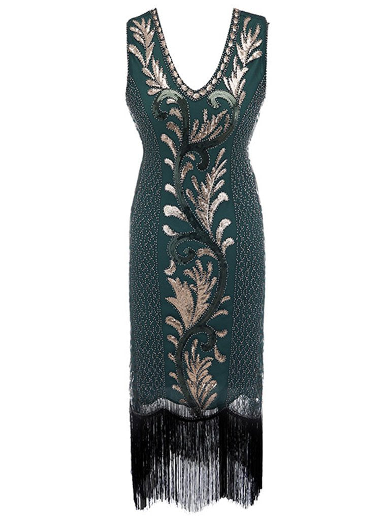6 Color 1920S Sequined Fringe Peacock Flapper Dress