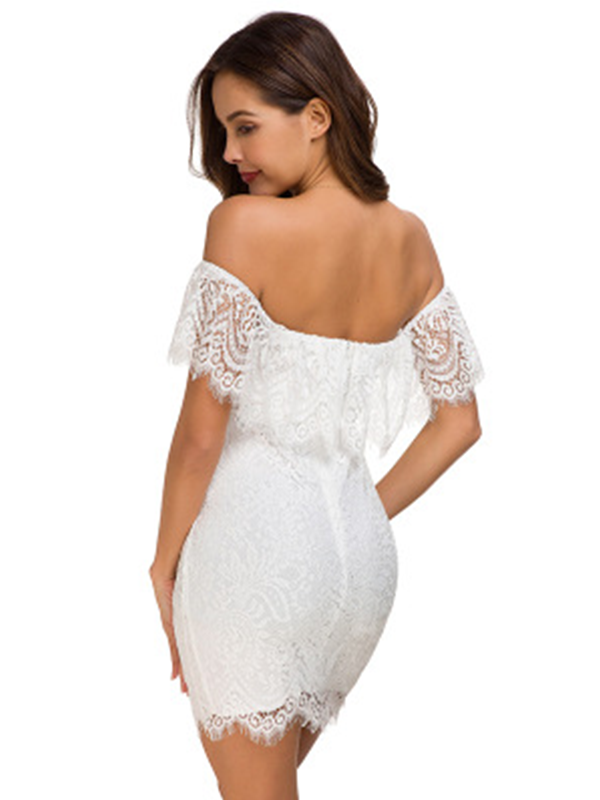 Off Shoulder Lace Vintage Party Dress