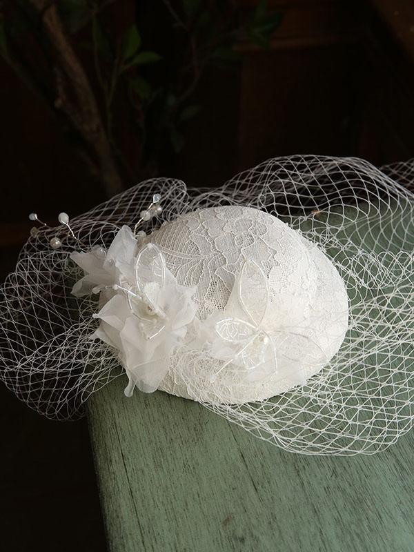 Butterfly Flower Tulle Pearl Vintage Lace 1950S Hat