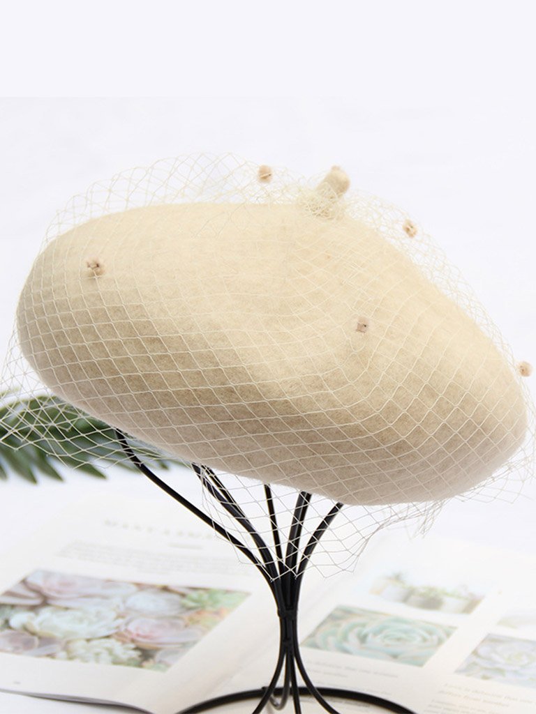 Solid Color Wool Felt Beret Cap Hat