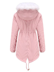 Coat Daily Going Out Fall Winter Casual Waisted Solid Color Cotton Oversized Hoodie Coat