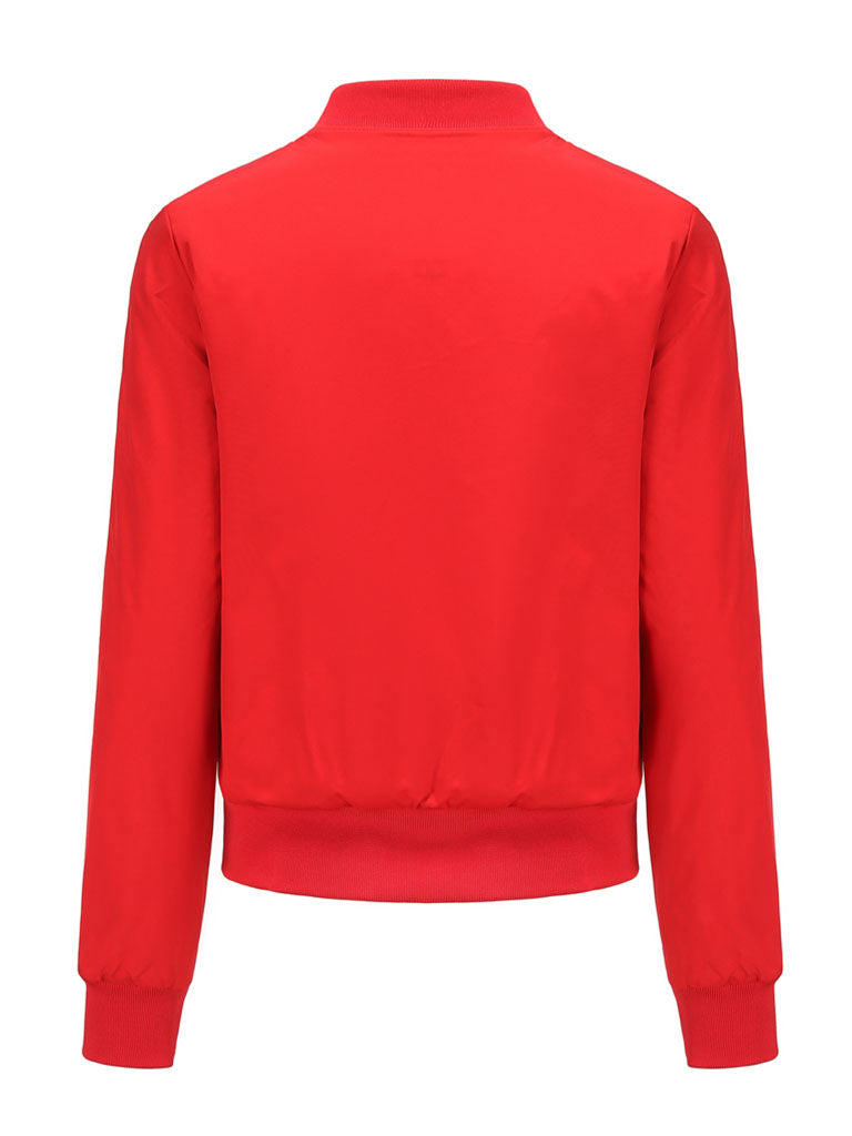 Pilot Style Jacket Daily Fall Winter Casual Solid Color Stand Collar Sporty Jacket
