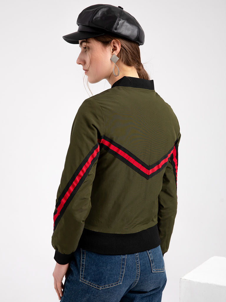 Pilot Style Jacket Street Daily Fall Winter Casual Solid Color Stand Collar Sporty Jacket