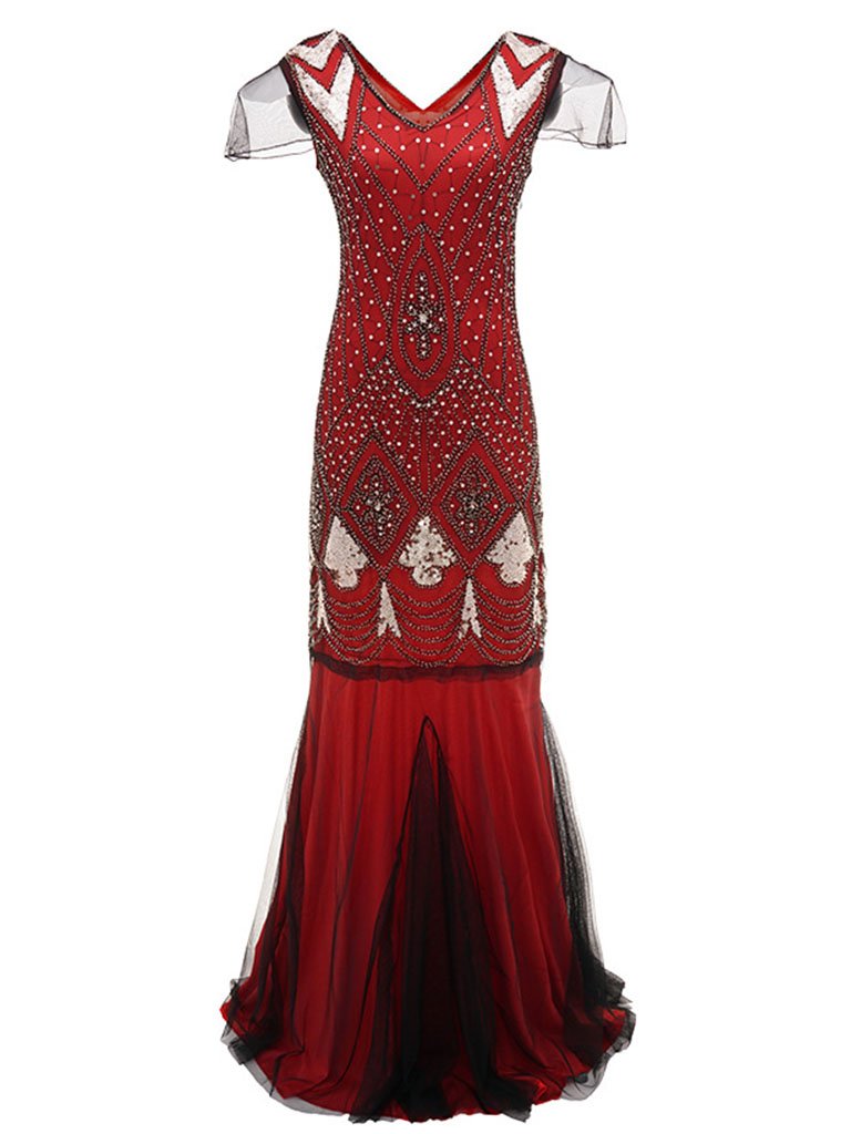 5 Color 1920S Sequined Fringe Flapper Dress