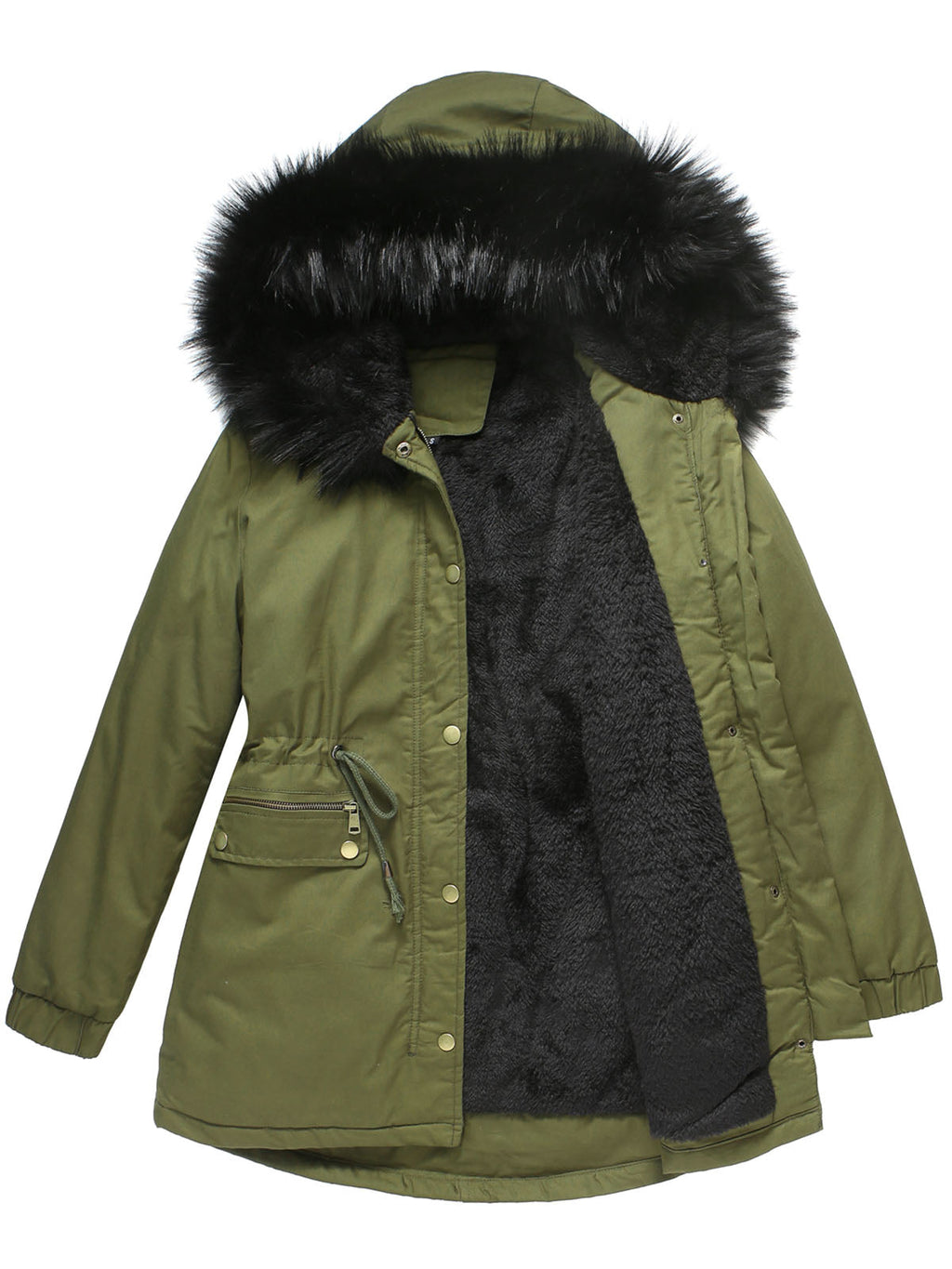 Parka Coat Street Plush Winter Hoodie Coat Solid Color Oversized Fur Warm Coat