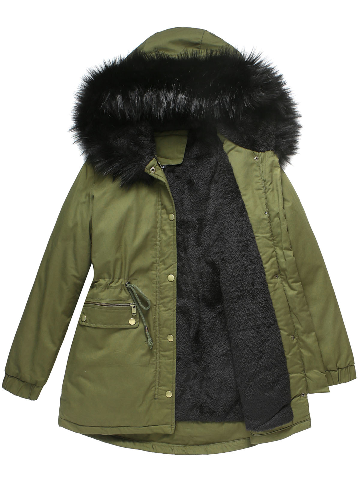 Parka Coat Street Plush Winter Hoodie Coat Solid Color Oversized Fur Warm Coat