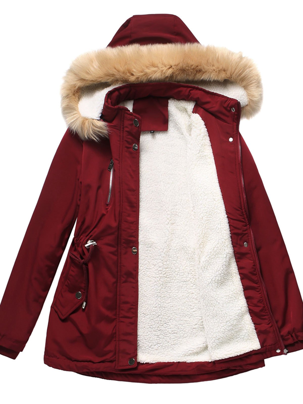 Coat Daily Lamb wool Fall Winter Regular Midi Length Coat Solid Color Oversized Coat