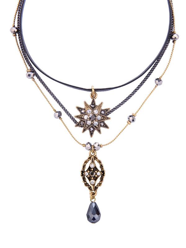 1950S Star Crystal Choker Vintage Necklace