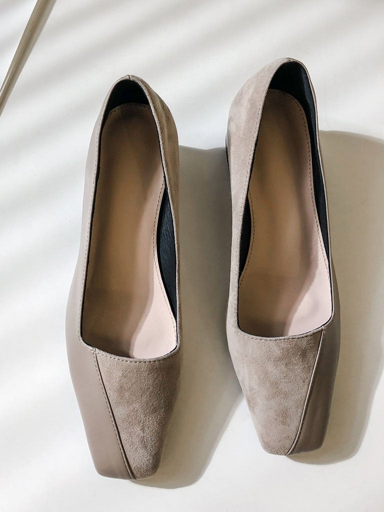 Handmade Chunky Heel  Square Toe Leather Vintage Shoes