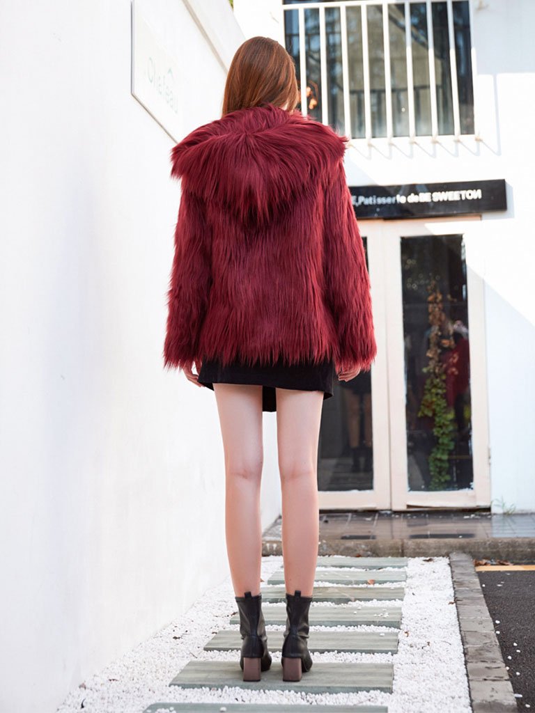 Faux Fur Coat Hooded Long Sleeve Oversized Winter Coat