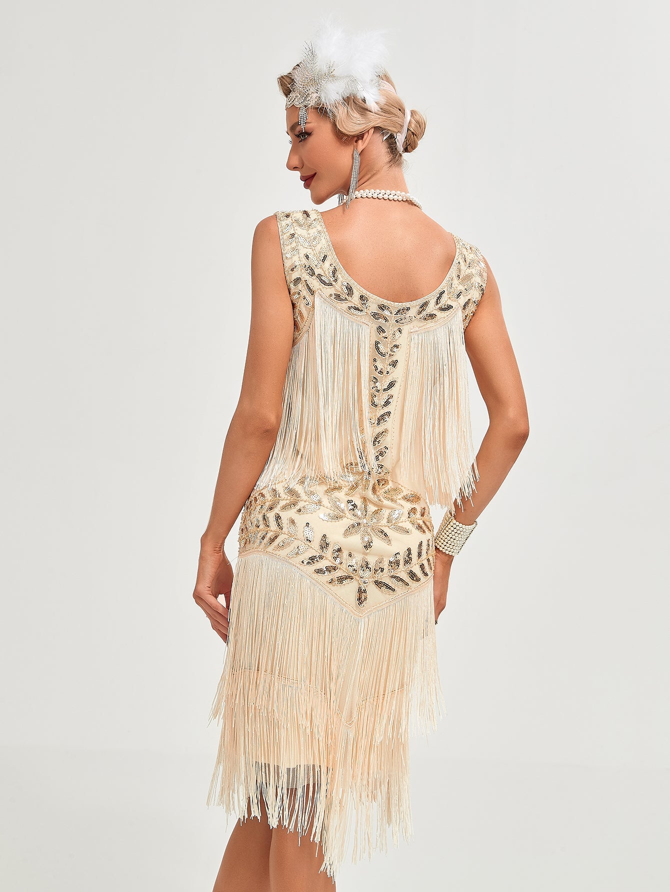 Crew Neck Sequined Beaded Tassels 1920S Gatsby Dress