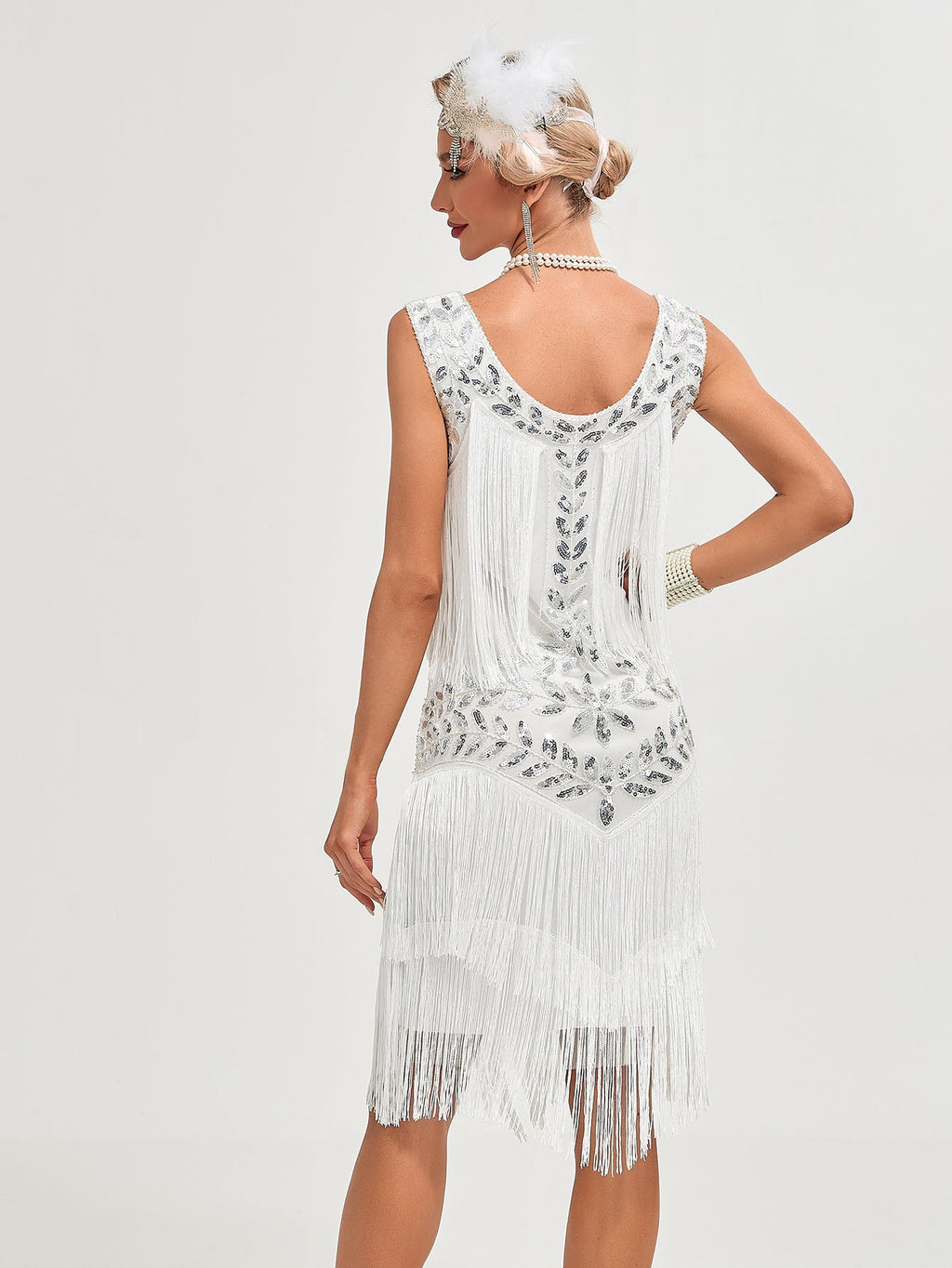 Crew Neck Sequined Beaded Tassels 1920S Gatsby Dress