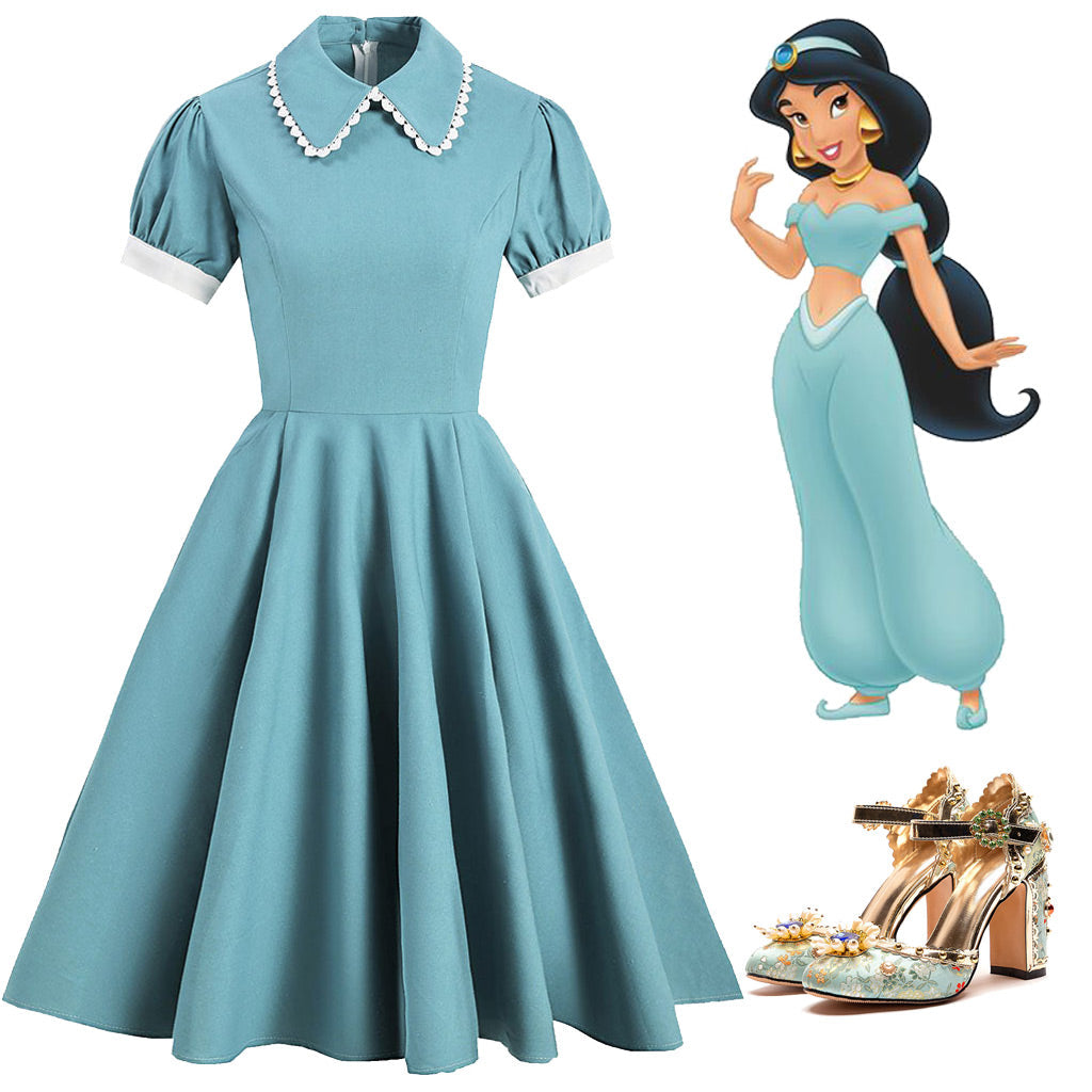Lake Blue Peter Pan Collar 1950S Dress