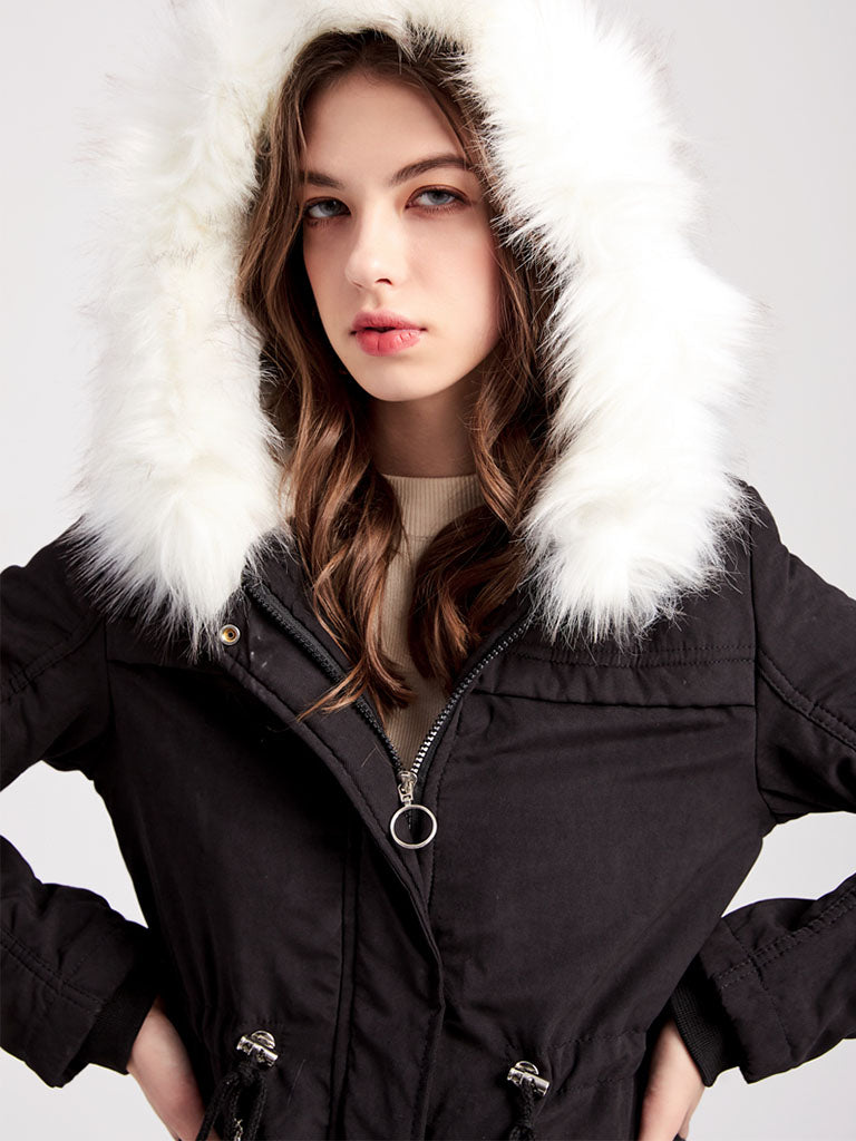 Parker Coat Daily Going Out Fall Winter Casual Waisted Solid Color Cotton Oversized Hoodie Coat