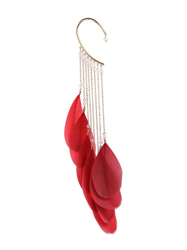 Earrings Feather Earrings Unique Single Tassel Vintage Party Earrings