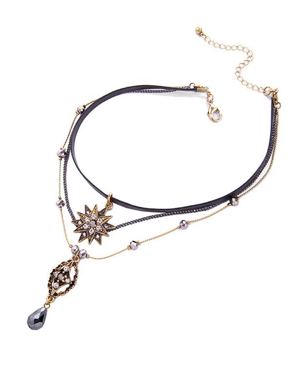 1950S Star Crystal Choker Vintage Necklace