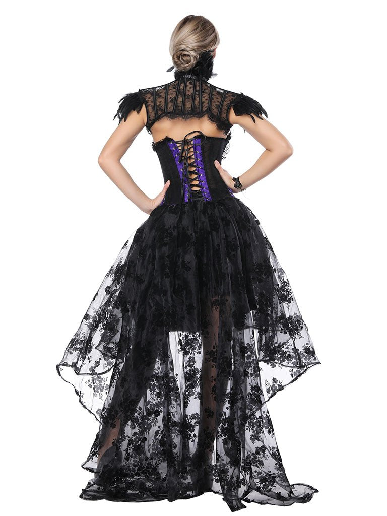 Gothic Costume Halloween Purple Strapless Asymmetrical Skirt And Corset