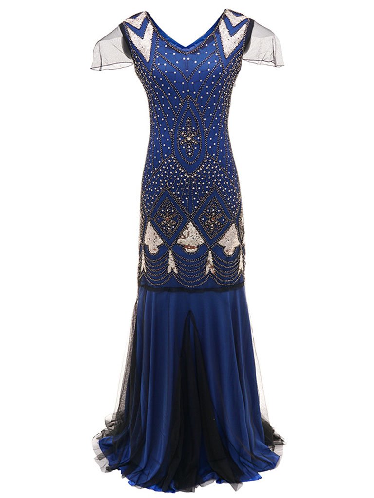5 Color 1920S Sequined Fringe Flapper Dress