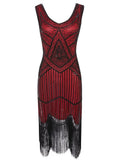 1920s V Neck Sequined Flapper Gatsby Dress