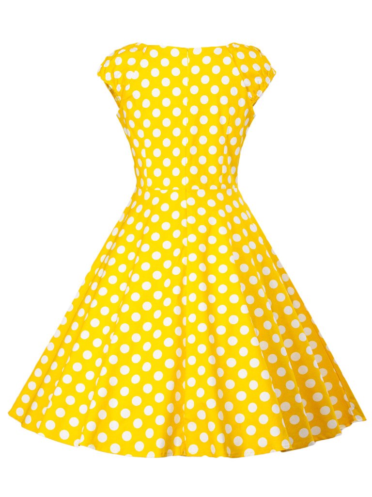 Sweet Consice High Wais Dots Dress