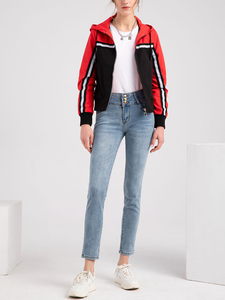 Jacket Street Daily Fall Winter Casual Two tone Stand Collar Jacket