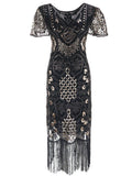 4 Color 1920S Sequined Fringe Flapper Dress