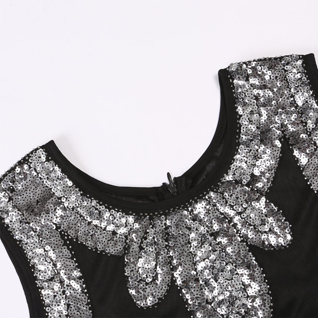 Flapper 1920S Black Sequin Fringed Dress
