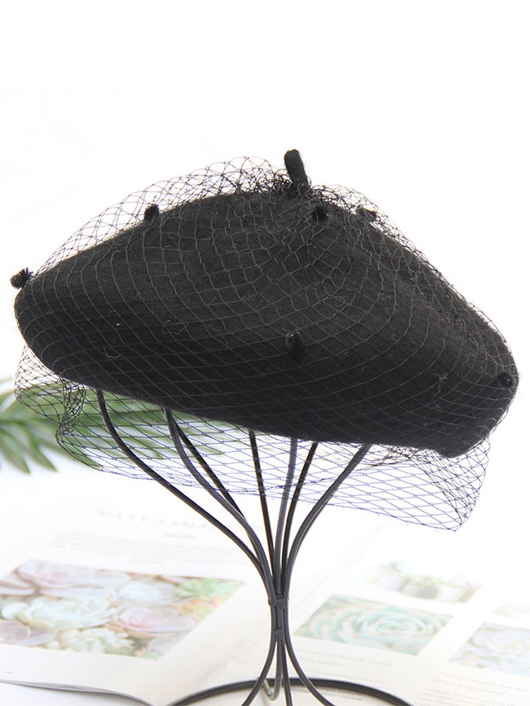 Solid Color Wool Felt Beret Cap Hat