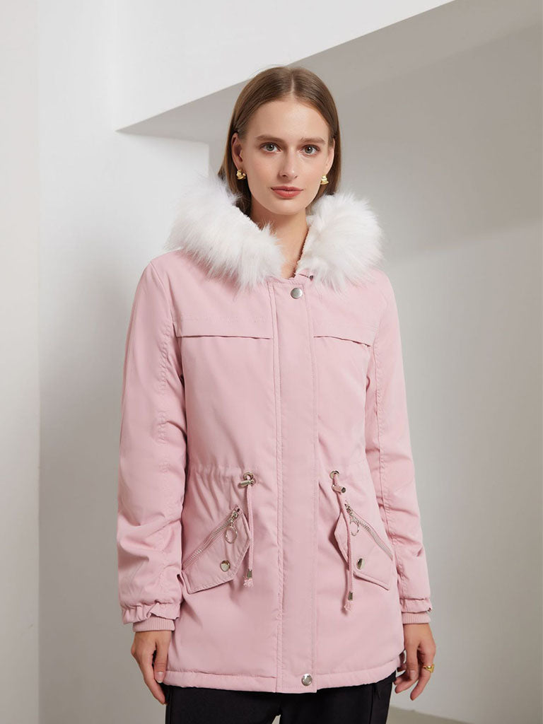Coat Daily Going Out Fall Winter Casual Waisted Solid Color Cotton Oversized Hoodie Coat