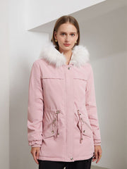 Coat Daily Going Out Fall Winter Casual Waisted Solid Color Cotton Oversized Hoodie Coat