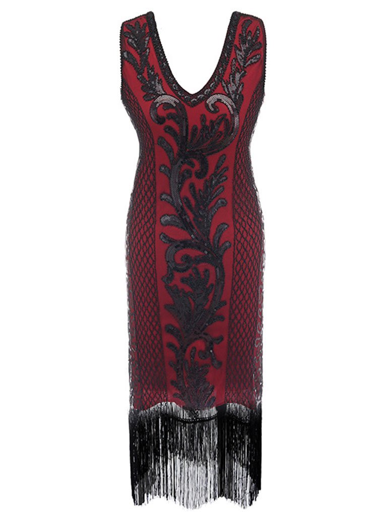 6 Color 1920S Sequined Fringe Peacock Flapper Dress