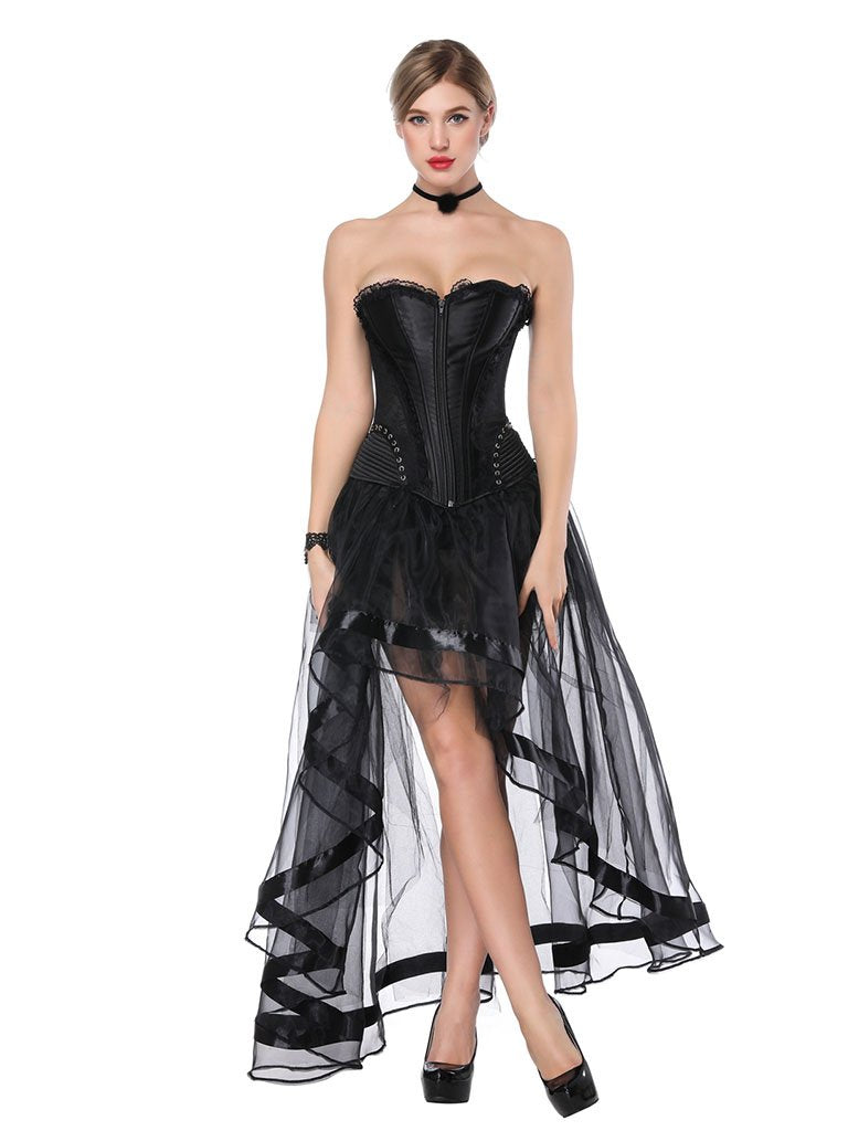 Gothic Costume Halloween Strapless Asymmetrical Skirt And Corset