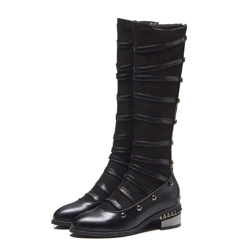 Boots Platform Round Toe PU Knee High Boots Casual