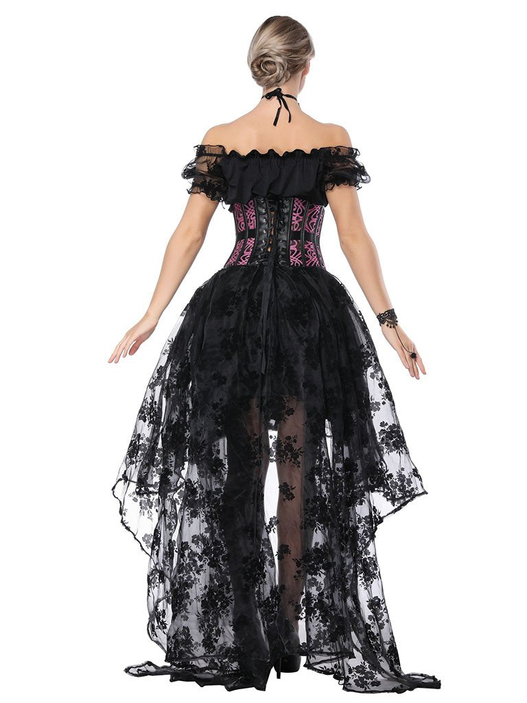 Gothic Costume Halloween  Lace  Top Corset And Asymmetrical Skirt