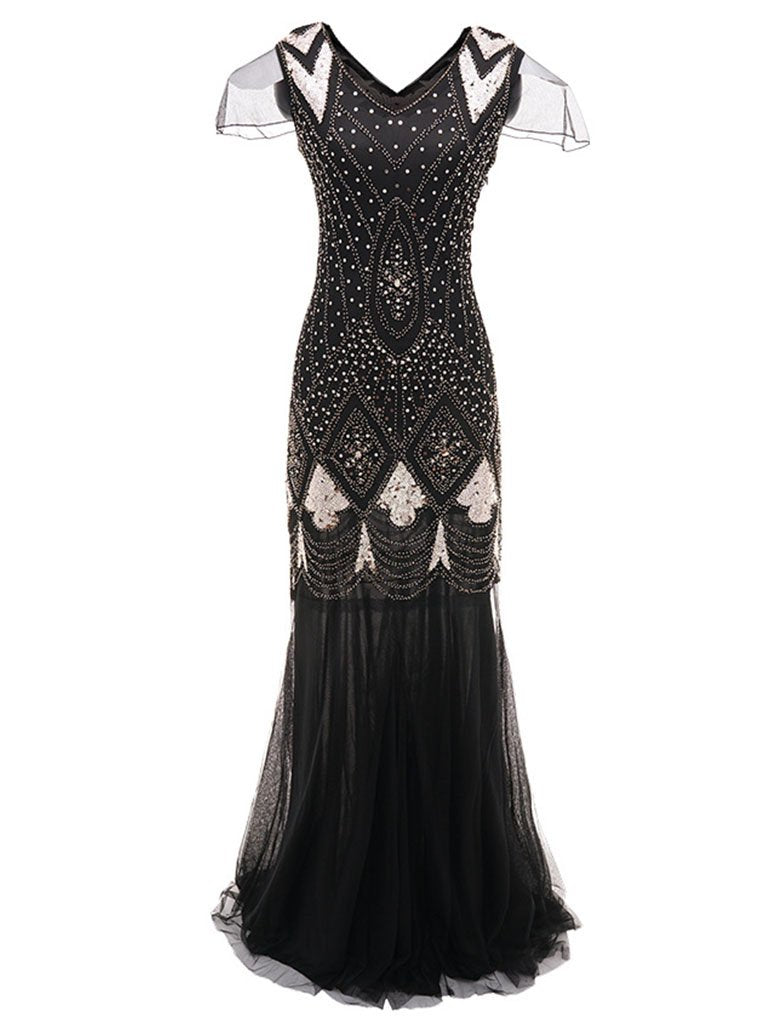 5 Color 1920S Sequined Fringe Flapper Dress