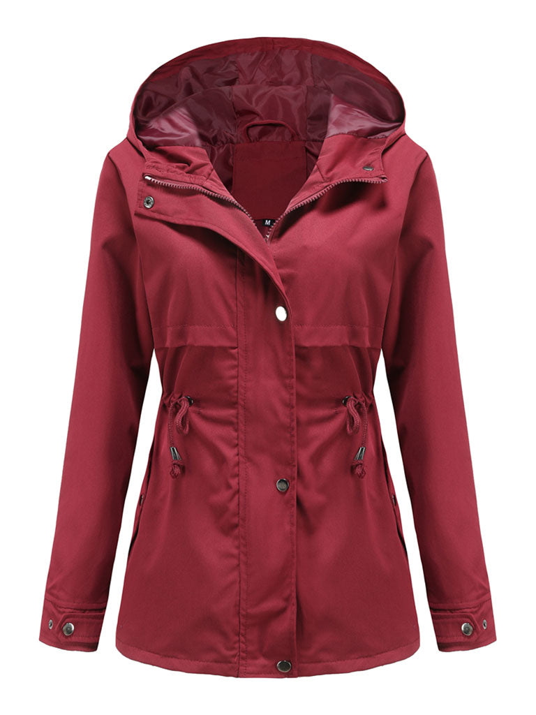 Jacket Daily Going Out Fall Winter Casual Waisted Solid Color Hoodie Sporty Jacket
