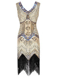 3 Colors 1920s  V Neck Sequined Flapper Dress