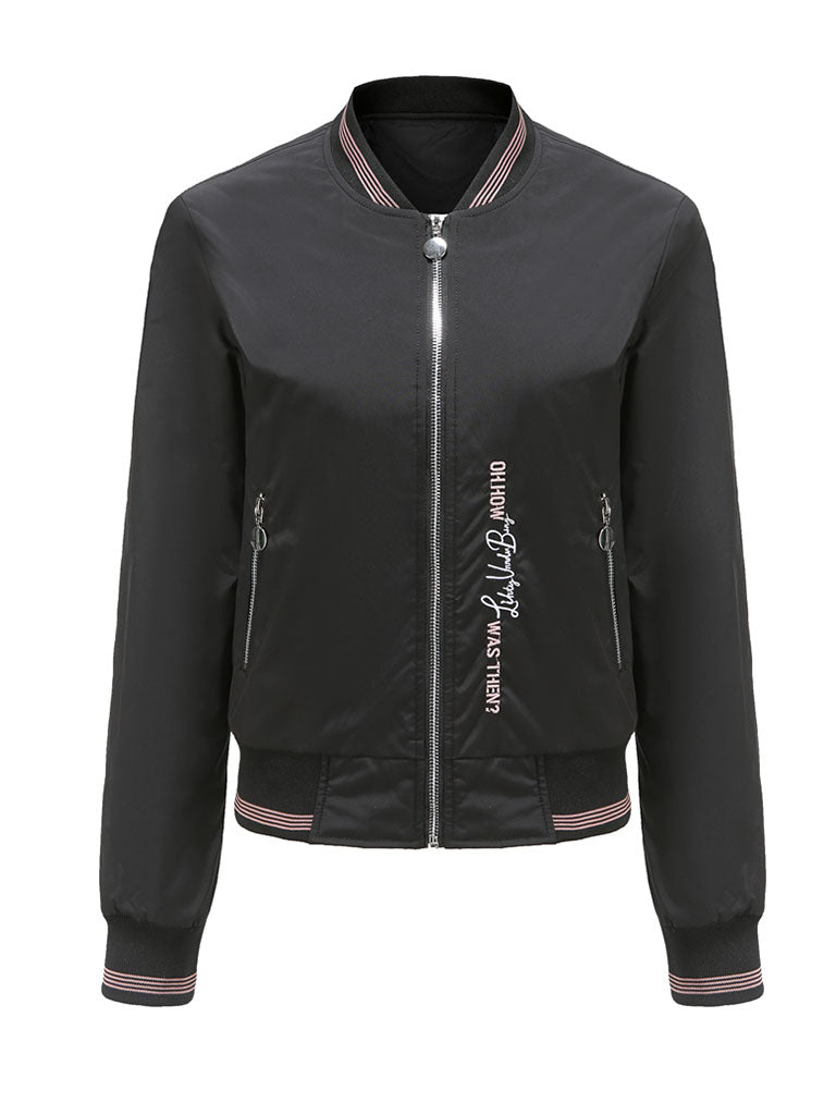 Pilot Style Jacket Street Daily Fall Winter Casual Solid Color Stand Collar Sporty Jacket For Women