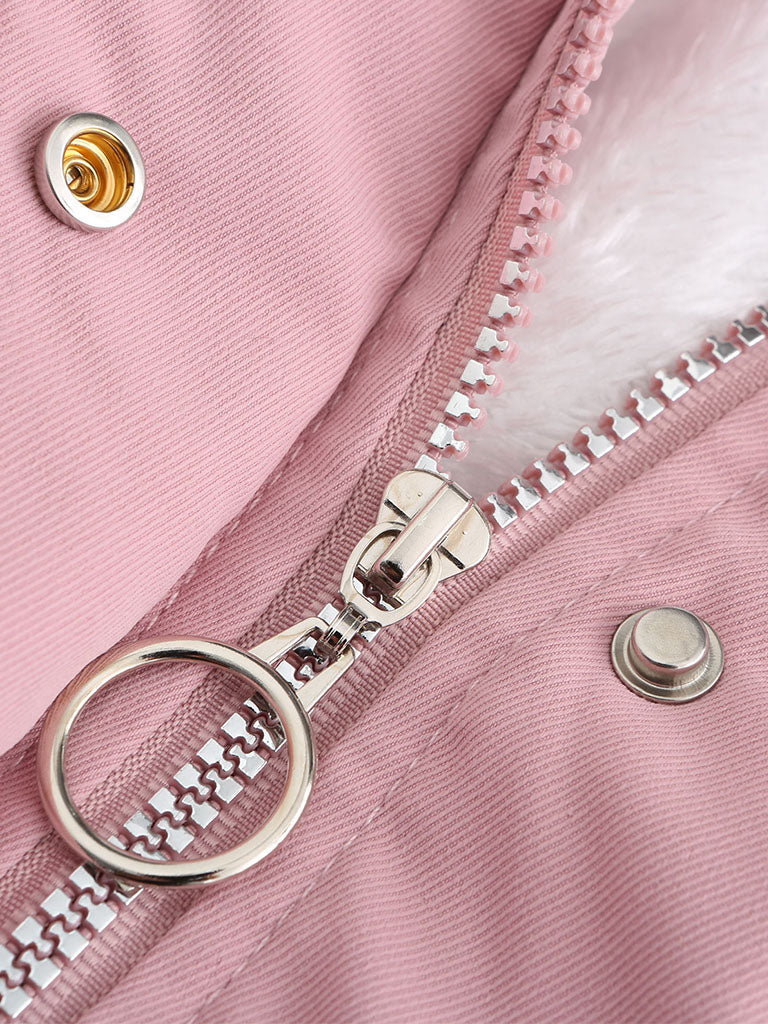 Coat Daily Going Out Fall Winter Casual Waisted Solid Color Cotton Oversized Hoodie Coat