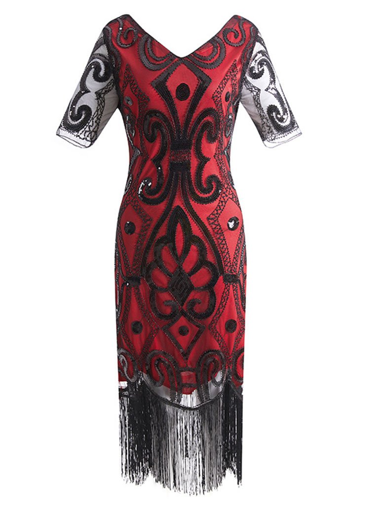 1920S Fringed Sequin Gatsby Dress