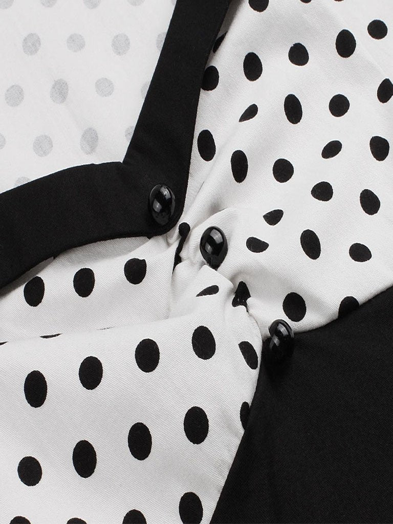 Cotton High Waist Polka Dots 1950s Vintage Dress