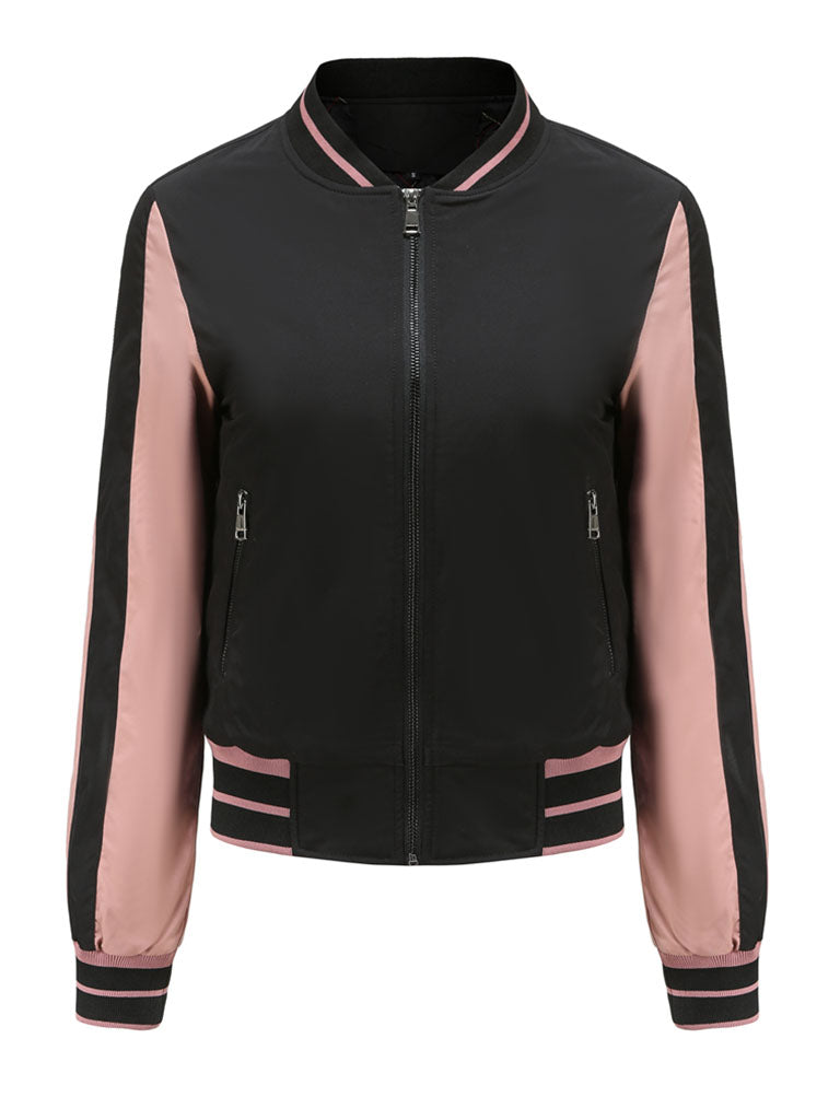 Jacket Street Daily Fall Winter Casual Two Tone Stand Collar Sporty Jacket