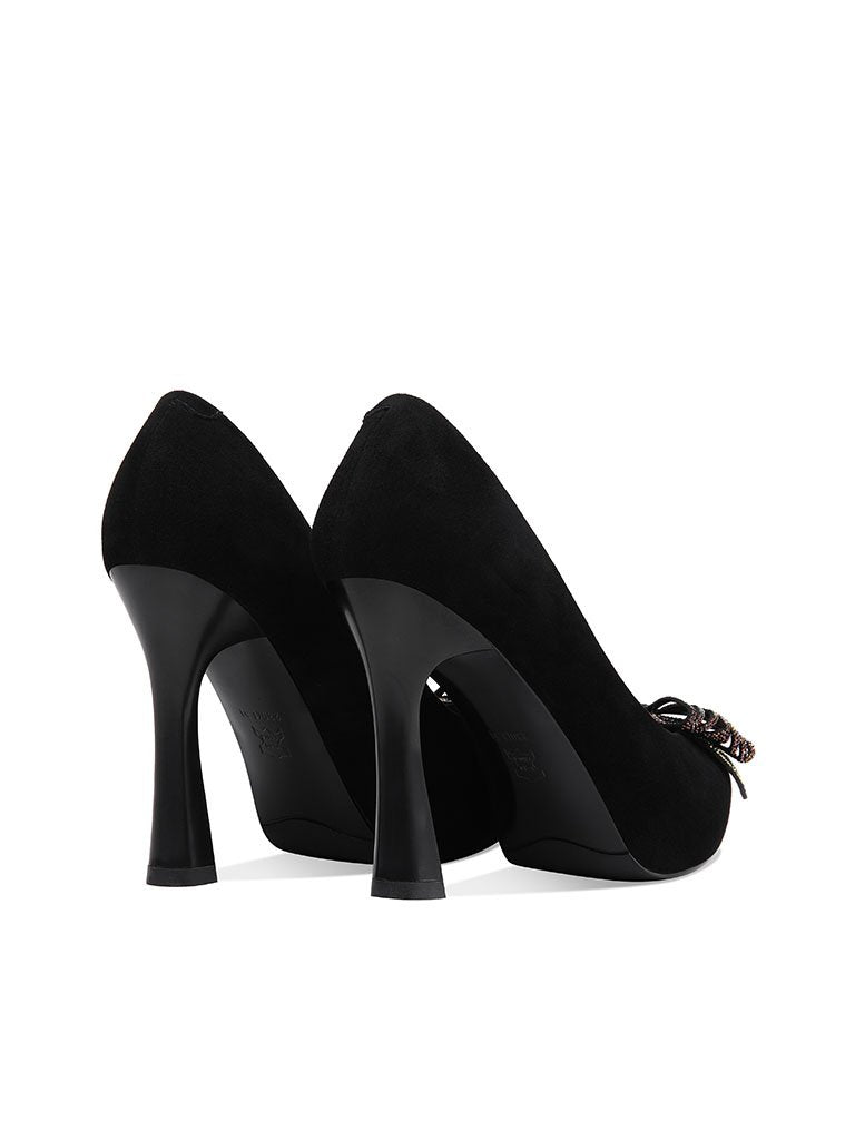 10.5CM Bow High Heel Platform Pointed Toe Leather Shoes