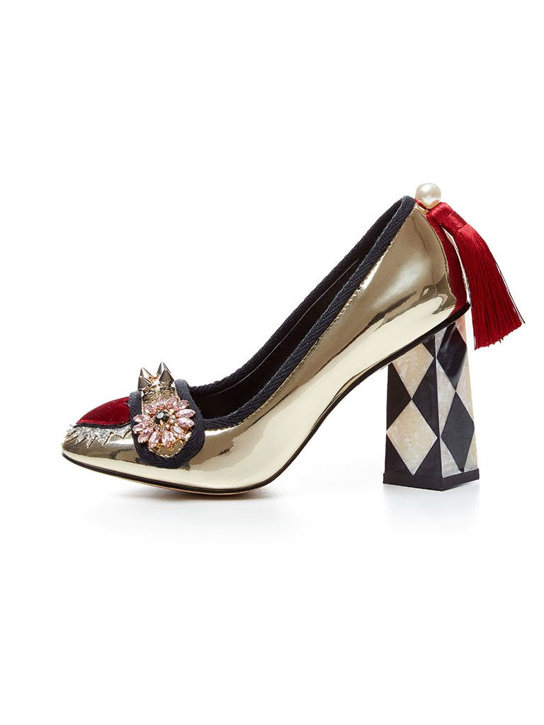 Sweet Heart Rivet Chunky Heel  Vintage Shoes