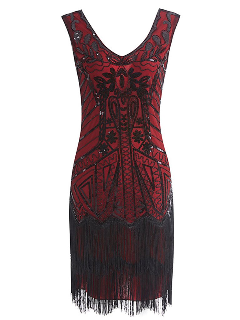 5Color 1920S Sequined Fringe Gatsby Flapper Dress