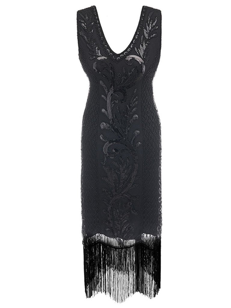 6 Color 1920S Sequined Fringe Peacock Flapper Dress