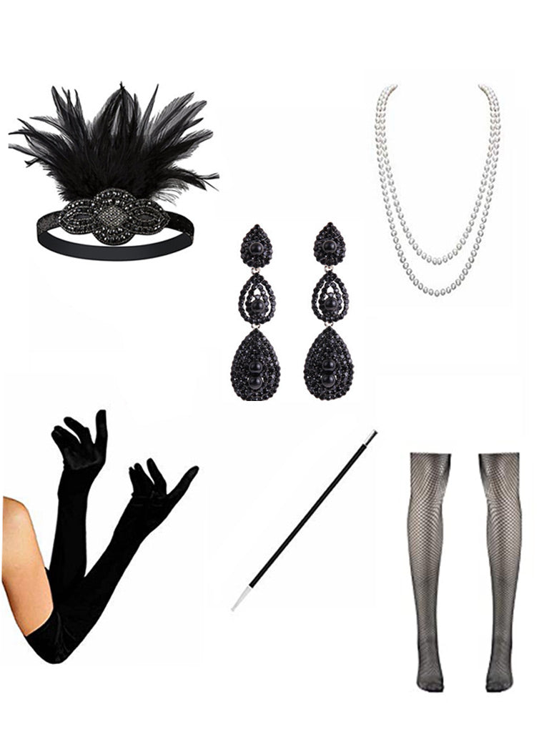 1920s Gatsby Sequined Fringed Flapper Dress Set