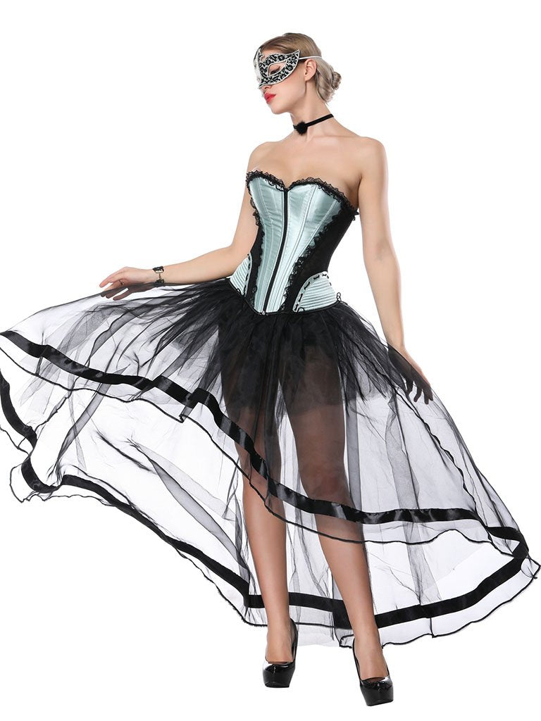 Gothic Costume Halloween Strapless Asymmetrical Skirt And Corset