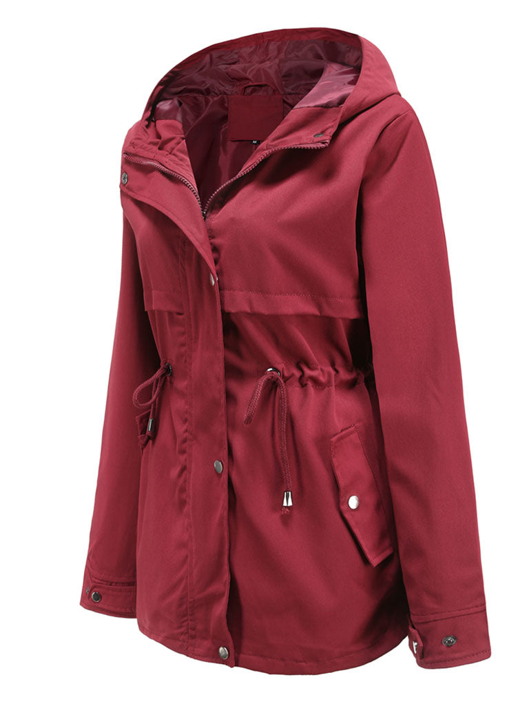Jacket Daily Going Out Fall Winter Casual Waisted Solid Color Hoodie Sporty Jacket